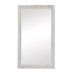 48"x28" Wood Carved Beaded Wall Mirror White - Olivia & May: Modern Rectangular Wooden, No Assembly Required