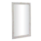 Specchio da parete in legno intagliato con perline 48"x28" bianco - Rettangolare moderno in legno, nessun montaggio richiesto