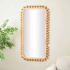 Specchio da parete in legno 45"x24" con cornice perlata marrone - Rettangolare decorativo da parete