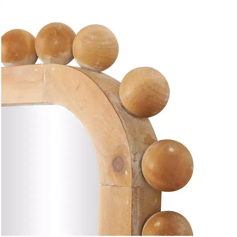 Specchio da parete in legno 45"x24" con cornice perlata marrone - Rettangolare decorativo da parete
