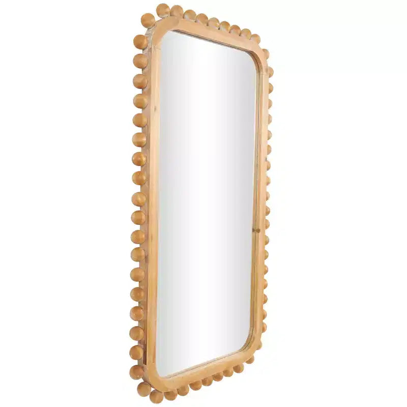 Specchio da parete in legno 45"x24" con cornice perlata marrone - Rettangolare decorativo da parete