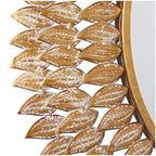 Specchio da Parete Radiale a Foglia Metallica 81x81 cm Oro - Cornice in Ferro, Nessun Montaggio Richiesto