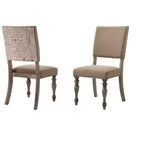 Sedia da pranzo Birmingham Script con stampa e finitura Driftwood con borchie, set da 2