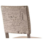 Sedia da pranzo Birmingham Script con stampa e finitura Driftwood con borchie, set da 2