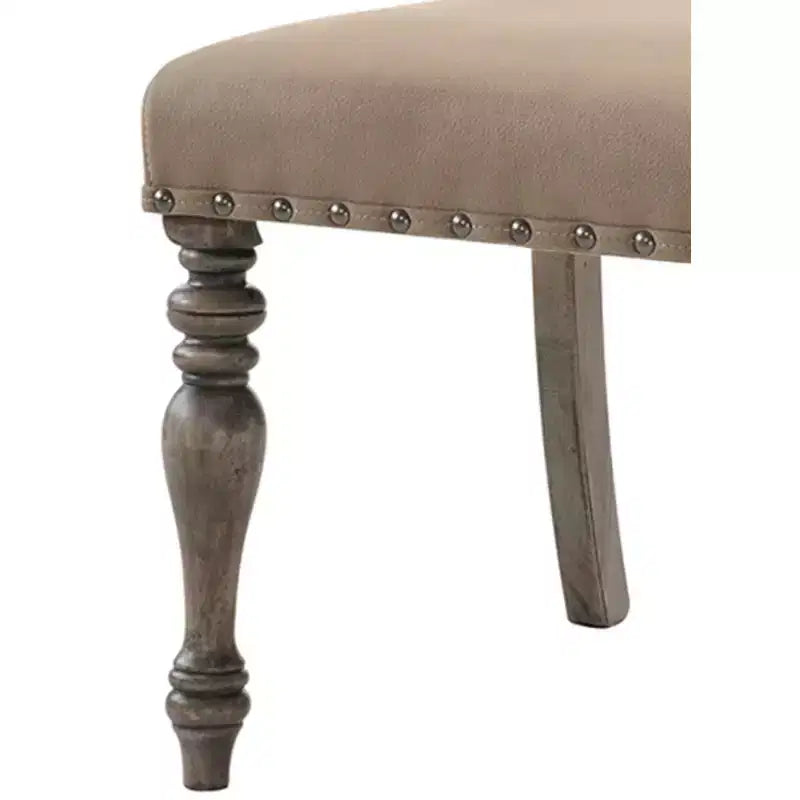 Sedia da pranzo Birmingham Script con stampa e finitura Driftwood con borchie, set da 2