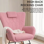 Poltrona a dondolo con rivestimento in similpelle/tessuto Teddy, dondolo moderno con poggiatesta spesso e seduta imbottita Bianco/Marrone/Rosa