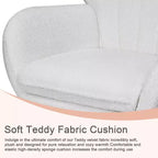 Poltrona a dondolo con rivestimento in similpelle/tessuto Teddy, dondolo moderno con poggiatesta spesso e seduta imbottita Bianco/Marrone/Rosa