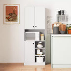 Dispensa da Cucina 166.37 cm Alta Credenza Moderna con Ripiano per Microonde Marrone/Bianco