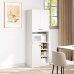 Dispensa da Cucina 166.37 cm Alta Credenza Moderna con Ripiano per Microonde Marrone/Bianco