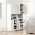 Dispensa da Cucina 166.37 cm Alta Credenza Moderna con Ripiano per Microonde Marrone/Bianco