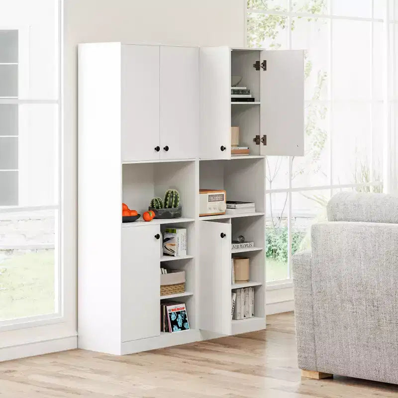 Dispensa da Cucina 166.37 cm Alta Credenza Moderna con Ripiano per Microonde Marrone/Bianco