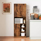 Dispensa da Cucina 166.37 cm Alta Credenza Moderna con Ripiano per Microonde Marrone/Bianco