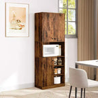 Dispensa da Cucina 166.37 cm Alta Credenza Moderna con Ripiano per Microonde Marrone/Bianco