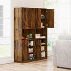 Dispensa da Cucina 166.37 cm Alta Credenza Moderna con Ripiano per Microonde Marrone/Bianco