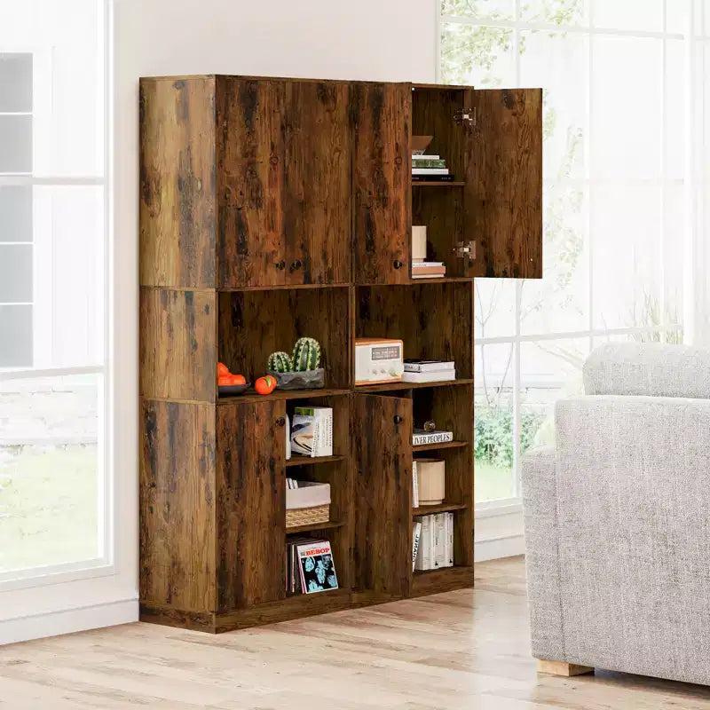 Dispensa da Cucina 166.37 cm Alta Credenza Moderna con Ripiano per Microonde Marrone/Bianco