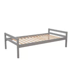 Letto a soppalco matrimoniale 241,3 cm L x 201,9 cm W con letto indipendente, scala contenitore, scrivania, mensole e cassetti