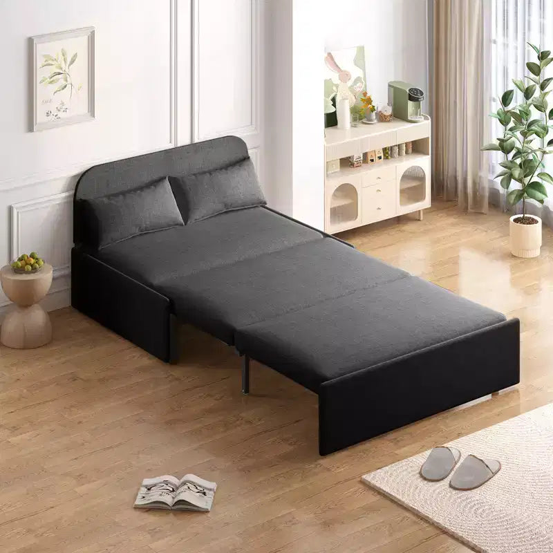 Divano Letto da una Piazza e Mezza, Divanetto Convertibile 2 in 1 in Lino con Cuscini