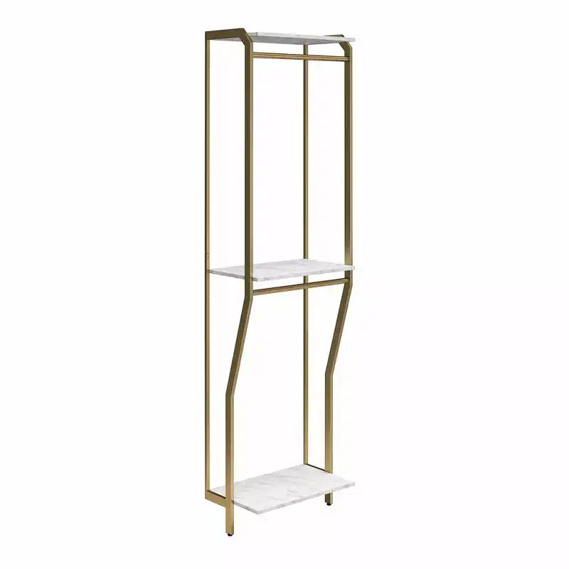 Armadio - Aste appendiabiti, marmo finto bianco e bronzo dorato
