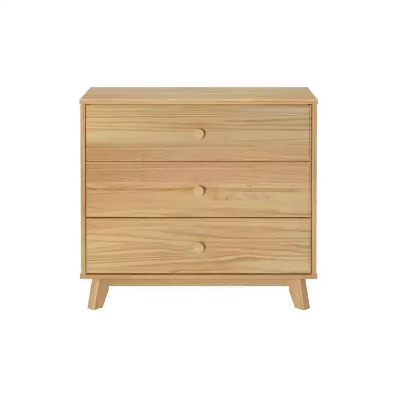 Cassettiera Classica a 3 Cassetti in Legno Massello, Comò Piccolo per Camera da Letto, Cassettiera