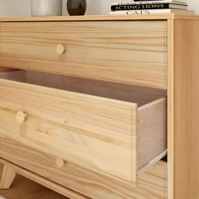 Cassettiera Classica a 3 Cassetti in Legno Massello, Comò Piccolo per Camera da Letto, Cassettiera