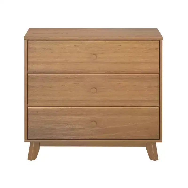 Cassettiera Classica a 3 Cassetti in Legno Massello, Comò Piccolo per Camera da Letto, Cassettiera