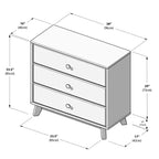 Cassettiera Classica a 3 Cassetti in Legno Massello, Comò Piccolo per Camera da Letto, Cassettiera