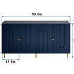 Credenza da Buffet Moderna Blu Laccata a 4 Ante in Legno Mobile Contenitore Server