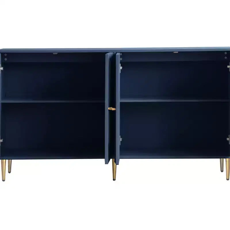 Credenza da Buffet Moderna Blu Laccata a 4 Ante in Legno Mobile Contenitore Server