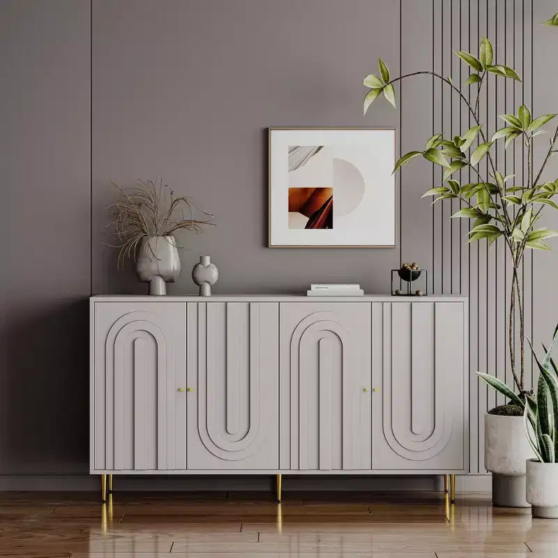 Credenza da Buffet Moderna Blu Laccata a 4 Ante in Legno Mobile Contenitore Server