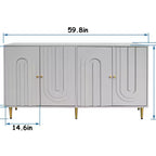 Credenza da Buffet Moderna Blu Laccata a 4 Ante in Legno Mobile Contenitore Server