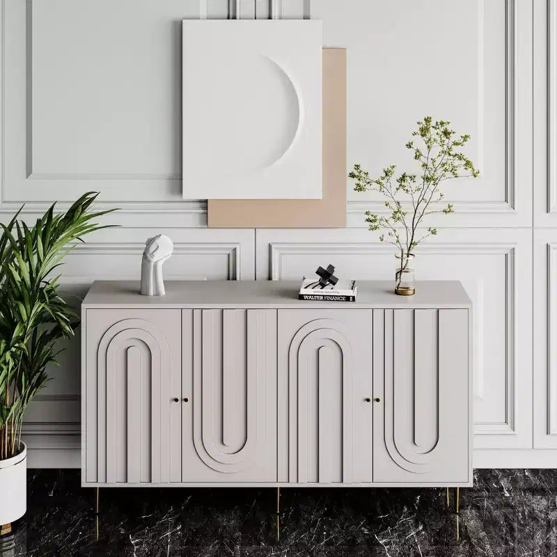 Credenza da Buffet Moderna Blu Laccata a 4 Ante in Legno Mobile Contenitore Server