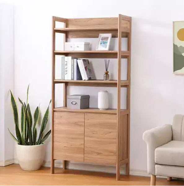 Libreria 4 Ripiani 2 Ante - Rovere
