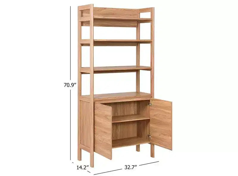 Libreria 4 Ripiani 2 Ante - Rovere