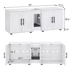 Mobile coprilavatrice per due gatti da 55 pollici, Porta TV, Superficie impermeabile facile da pulire, Chiusure per armadietto e scanalature portaoggetti, Mobile per animali domestici da soggiorno