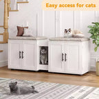 Mobile coprilavatrice per due gatti da 55 pollici, Porta TV, Superficie impermeabile facile da pulire, Chiusure per armadietto e scanalature portaoggetti, Mobile per animali domestici da soggiorno