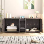 Mobile coprilavatrice per due gatti da 55 pollici, Porta TV, Superficie impermeabile facile da pulire, Chiusure per armadietto e scanalature portaoggetti, Mobile per animali domestici da soggiorno