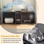 Mobile coprilavatrice per due gatti da 55 pollici, Porta TV, Superficie impermeabile facile da pulire, Chiusure per armadietto e scanalature portaoggetti, Mobile per animali domestici da soggiorno