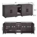 Mobile coprilavatrice per due gatti da 55 pollici, Porta TV, Superficie impermeabile facile da pulire, Chiusure per armadietto e scanalature portaoggetti, Mobile per animali domestici da soggiorno