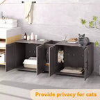 Mobile coprilavatrice per due gatti da 55 pollici, Porta TV, Superficie impermeabile facile da pulire, Chiusure per armadietto e scanalature portaoggetti, Mobile per animali domestici da soggiorno