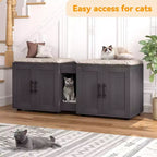 Mobile coprilavatrice per due gatti da 55 pollici, Porta TV, Superficie impermeabile facile da pulire, Chiusure per armadietto e scanalature portaoggetti, Mobile per animali domestici da soggiorno