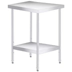 Stainless Steel Table, 2-Tier NSF Heavy Duty Worktable with Adjustable Undershelf, Rust-Resistant Utility Prep Table