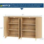 63 Oak Fluted Sideboard Buffet Cabinet, Moderna Credenza Curva con Ripiani Regolabili, Mobile Contenitore Multiuso in Legno per Sala da Pranzo/Soggiorno