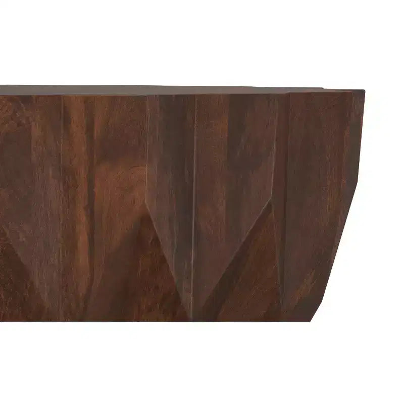Tavolino da Caffè Contemporaneo in Legno Massello di Mango, Larghezza 86 cm, Poligonale, Completamente Assemblato