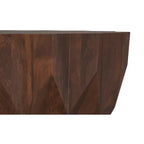 Tavolino da Caffè Contemporaneo in Legno Massello di Mango, Larghezza 86 cm, Poligonale, Completamente Assemblato