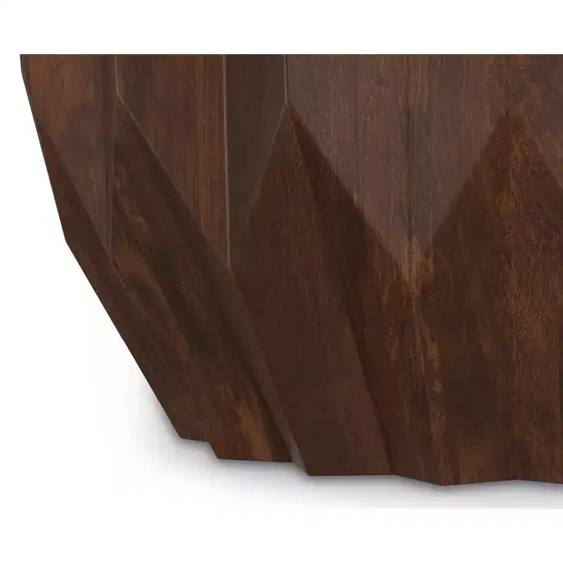 Tavolino da Caffè Contemporaneo in Legno Massello di Mango, Larghezza 86 cm, Poligonale, Completamente Assemblato