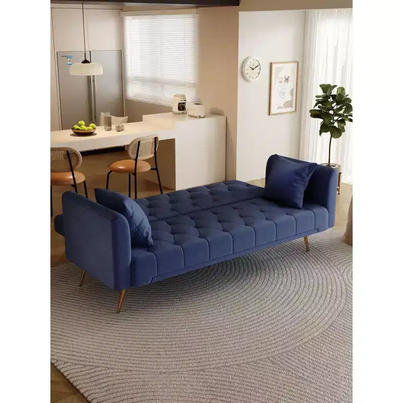 Divano Letto Convertibile Tufted in Stile Americano con Schienale Regolabile, Divano Letto Rivestito in Velluto per Soggiorno, Appartamento