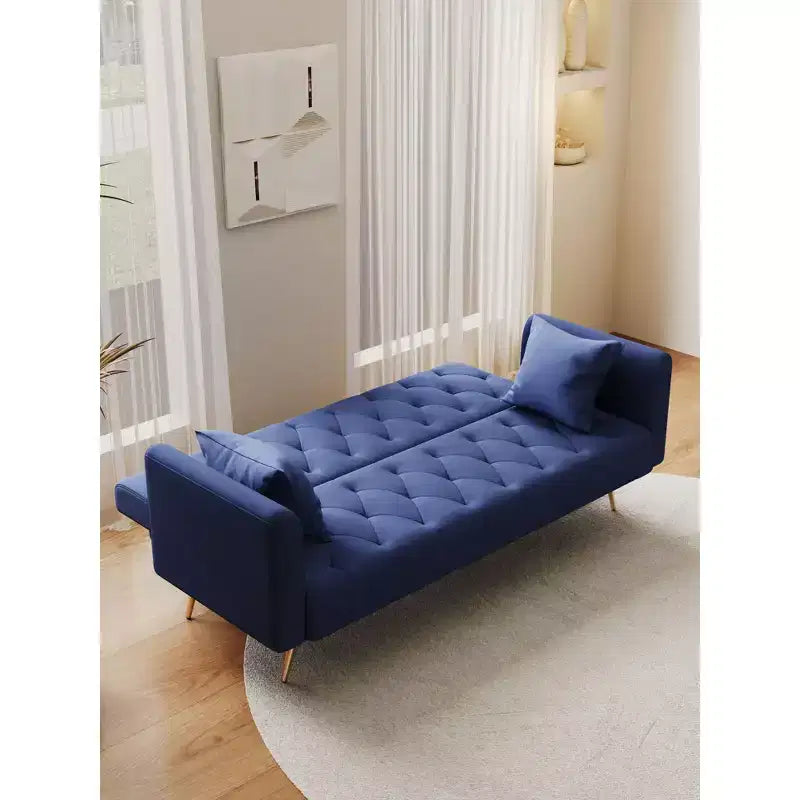 Divano Letto Convertibile Tufted in Stile Americano con Schienale Regolabile, Divano Letto Rivestito in Velluto per Soggiorno, Appartamento