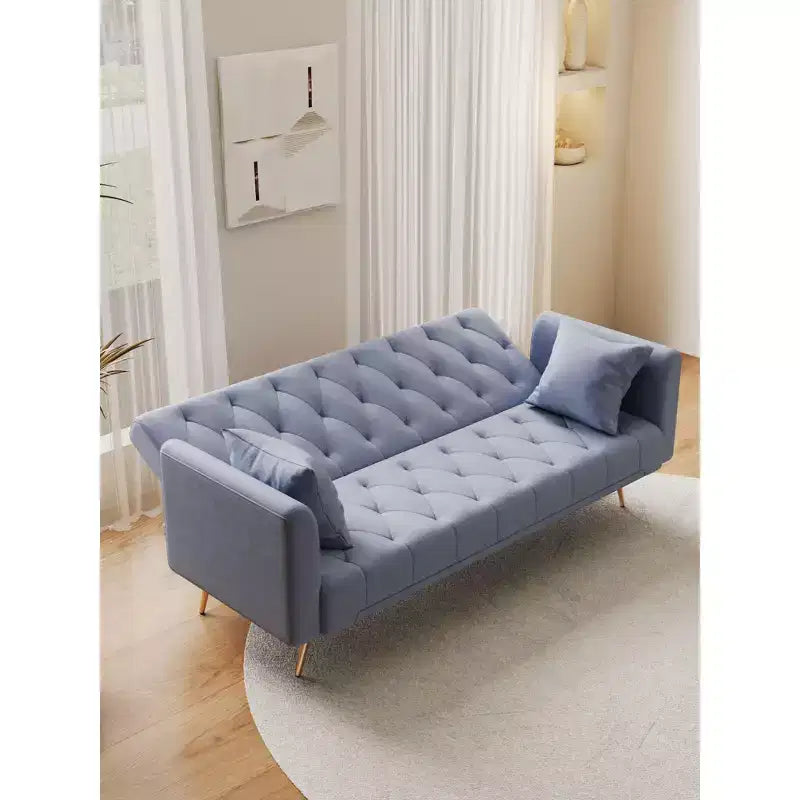 Divano Letto Convertibile Tufted in Stile Americano con Schienale Regolabile, Divano Letto Rivestito in Velluto per Soggiorno, Appartamento
