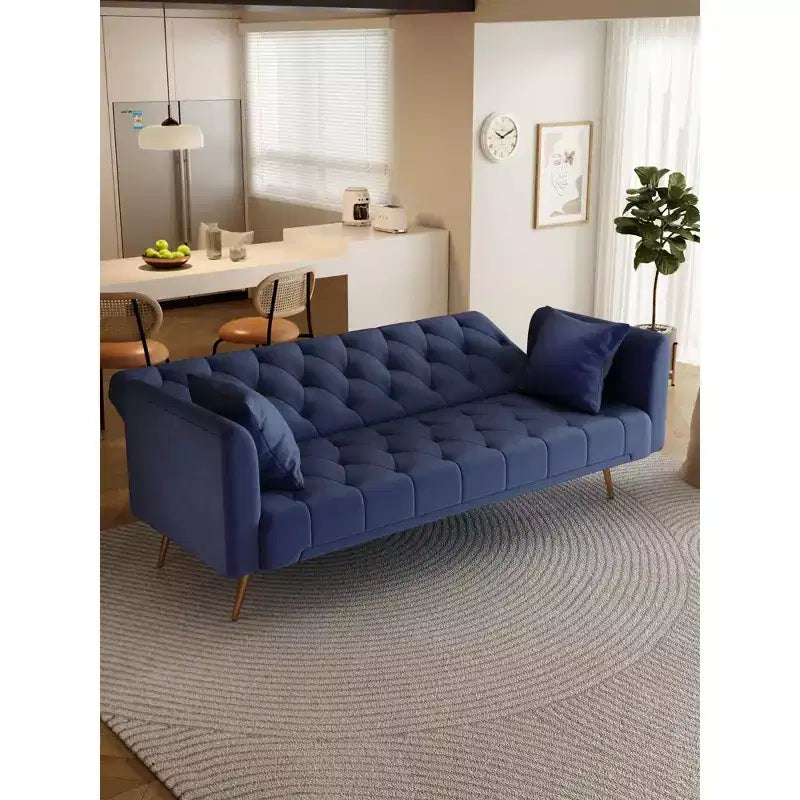 Divano Letto Convertibile Tufted in Stile Americano con Schienale Regolabile, Divano Letto Rivestito in Velluto per Soggiorno, Appartamento