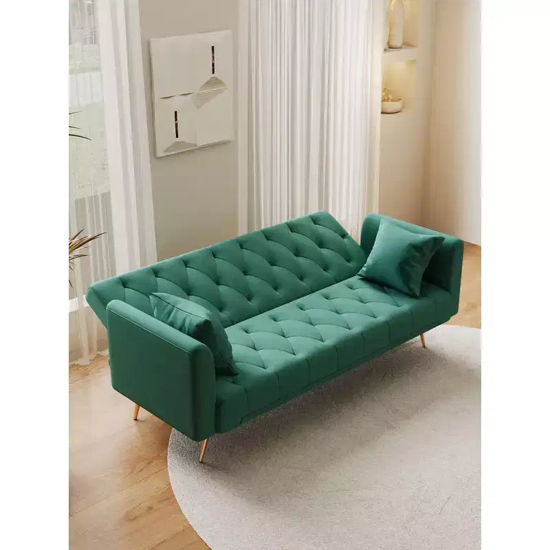 Divano Letto Convertibile Tufted in Stile Americano con Schienale Regolabile, Divano Letto Rivestito in Velluto per Soggiorno, Appartamento